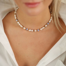 Naszyjnik z perłami i porcelaną - Grace - NADI